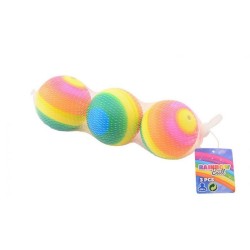 John Toy Boules arc-en-ciel 3 pièces en filet 8cm