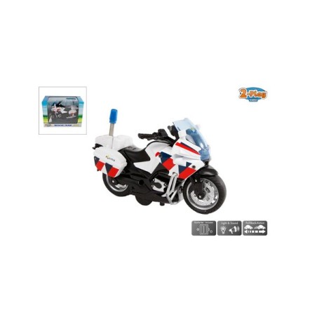2-Play Politiemotor Die-cast Pull Back Met Licht En Geluid 13cm Batterijen Zijn