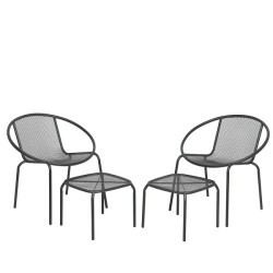 Vigo balkonset antraciet stoelen + voetenbank