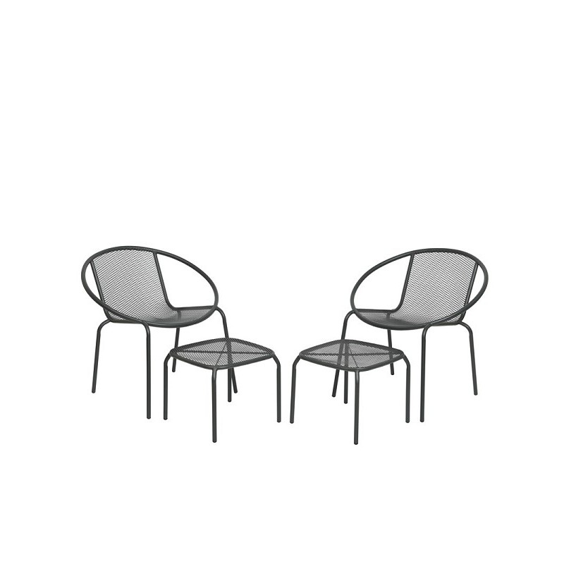 Ensemble balcon Vigo chaises + repose-pieds anthracite