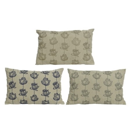 Zandkleurig buitenkussen olefin met bloemen 55x38x15cm 3 verschillende kleuren