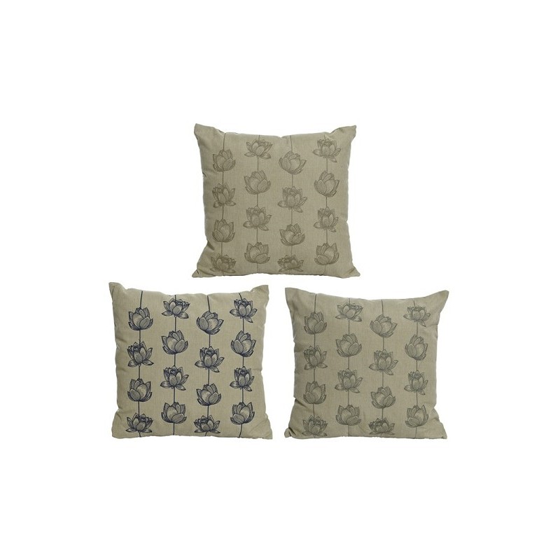 Coussin d'extérieur couleur sable en oléfine avec fleurs 45x45x15 assortis