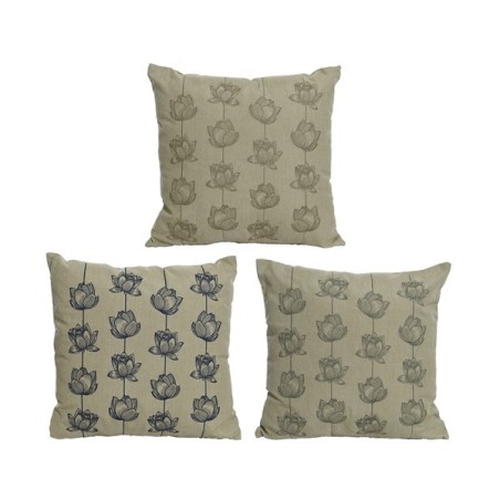 Zandkleurig buitenkussen olefin met bloemen 45x45x15 assorti