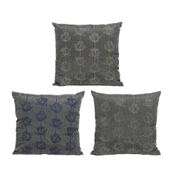Coussin d'extérieur gris en oléfine avec fleurs 45x45x15 assortis