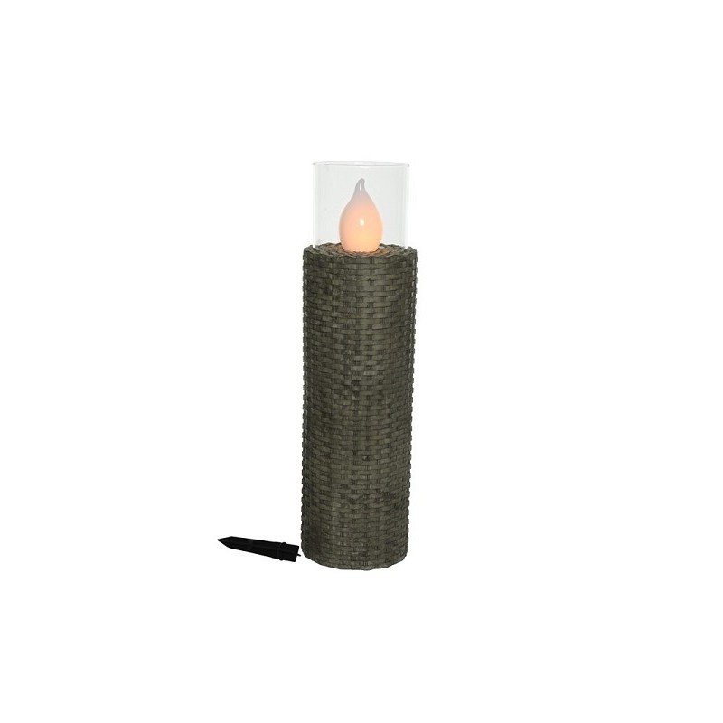 LED solarsteker wicker 63x18cm antraciet 18x SMD LED flame