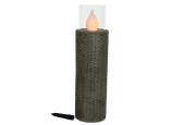 LED solarsteker wicker 63x18cm antraciet 18x SMD LED flame
