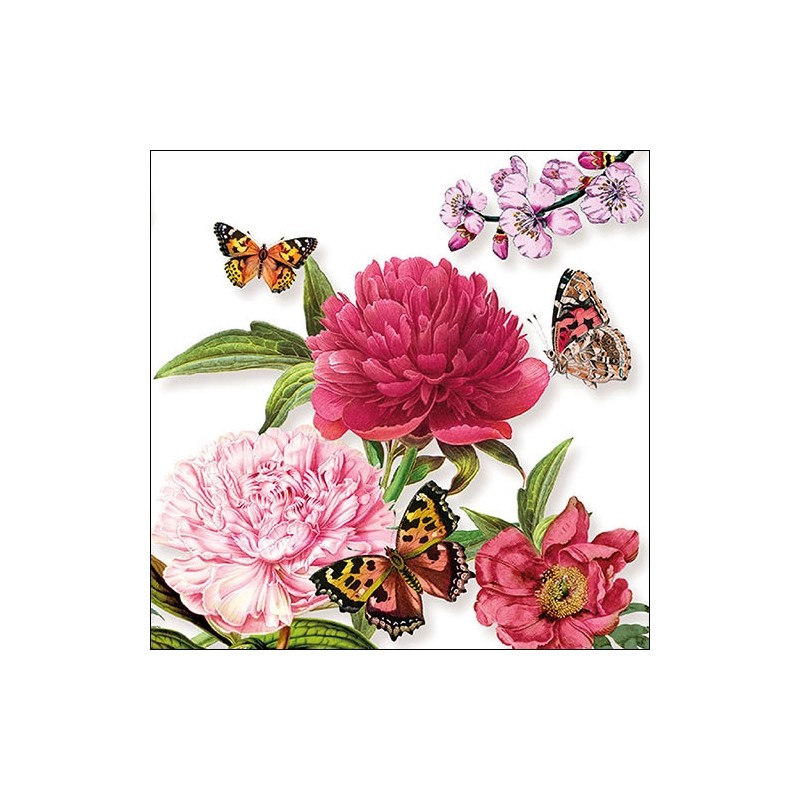 Serviettes Ambiente 25x25cm Peonien Blanc 20 pcs