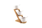 Service à sauce etagere 7 pcs blanc/bambou