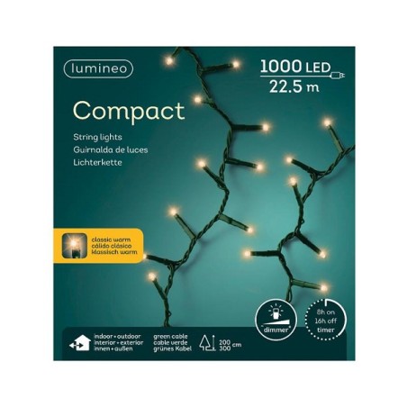 Lumineo Éclairage LED Basic Lights extérieur et intérieur 1000 Ampoule blanc chaud 22,5m