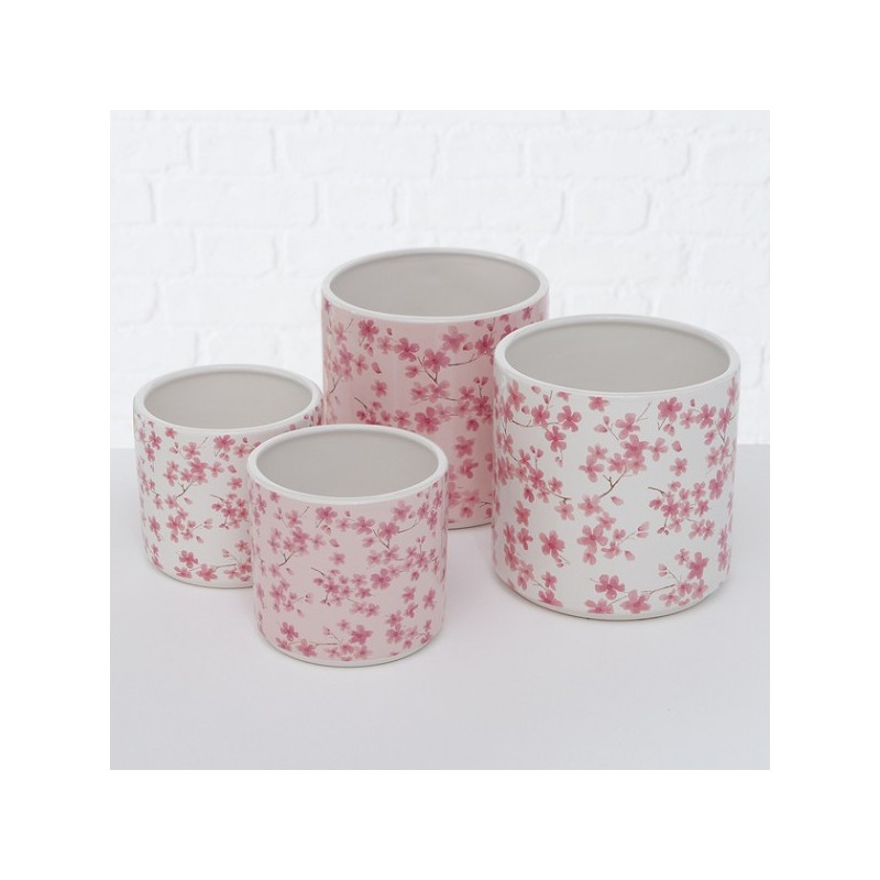 Boltze Home bloempot Sakura 2-delig Ø12x11/Ø15x16cm keramiek
