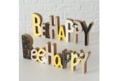 Boltze Home Lettres en bois Be Happy ou Bee Happy L30cm