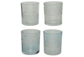 Theelichthouder glas 4ass Ø7-L7-W7-H8.30cm assortie