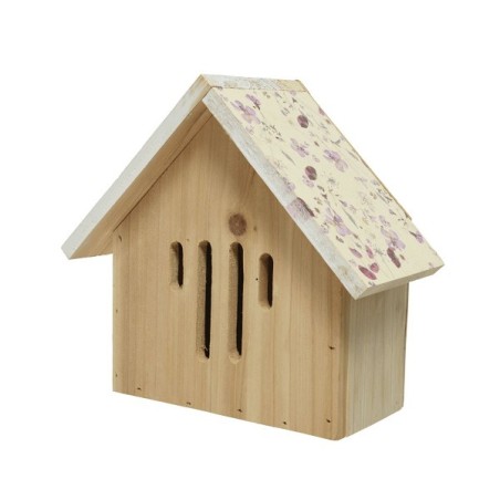 Maison à insectes pin L10-L21,5-H20cm rose clair