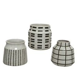 Vase porcelaine Ø14-H15cm blanc/noir
