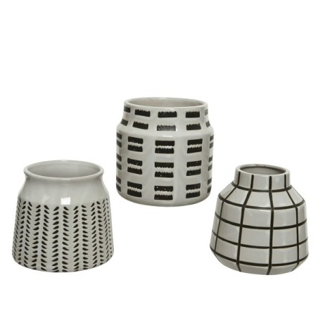 Vase porcelaine Ø14-H15cm blanc/noir
