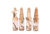 Dijk Natural Collections  Fles glas met schelpen en label 24x7x7cm