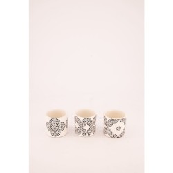 Dijk Natural Collections Pot de fleur terre cuite Ø7x6,5cm noir/blanc