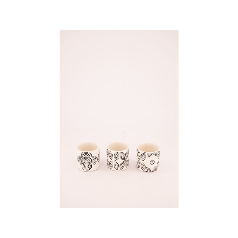 Dijk Natural Collections  Bloempot terra cotta Ø7x6.5cm zwart/wit