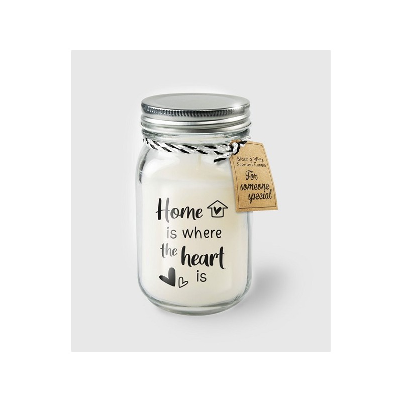 Paperdreams Black & White scented candles - Home is where the heart