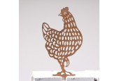 Poulet métal 13x25cm couleur rouille