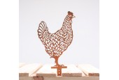 Coq métal 19x25cm couleur rouille