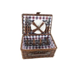 Picknickmand 4-persoons Rood/blauw Blok 21-delig  4 Borden, 4 Vorken, 4