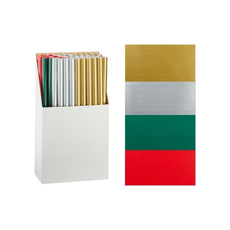 Papier cadeau Noël rouleau uni couleur 70x200