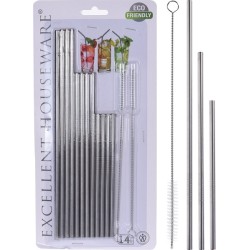 Excellent Houseware Rietjesset RVS 14-delig Met Borstel