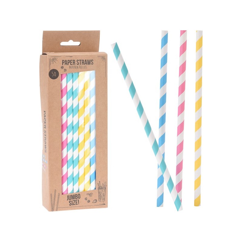 Pailles en papier jumbo 25cm boîte de 50 pièces