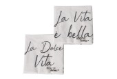 Boltze Home Servetten Dolce Vita zwart-witte tekst 20 stuks 33x33cm