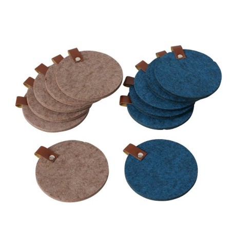 Boltze Home Coaster Modena feutre avec cuir-Dia1 0cm- disponible en marron ou bleu