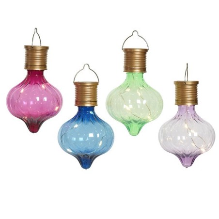 Ampoule lampe solaire Lumineo forme goutte avec poignée- dia7,7-H11,7cm- disponible en rose, bleu vert ou lilas