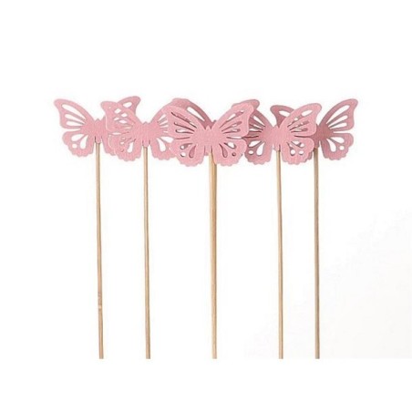 HBX plug vivant naturel papillon Papilio sur bâton 6 pièces 50cm rose