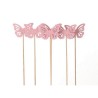 HBX plug vivant naturel papillon Papilio sur bâton 6 pièces 50cm rose