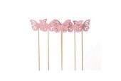 HBX plug vivant naturel papillon Papilio sur bâton 6 pièces 50cm rose