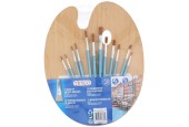 Schilders palet hout met 12 penselen