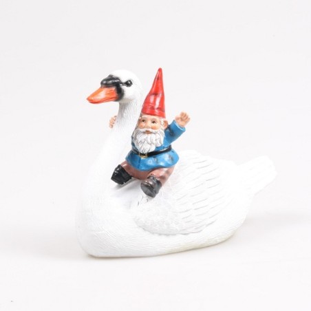 Gnome brillant sur dos d'oie (flottant) l 20cm