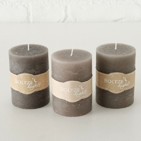 Boltze Home Bougie Pilier Ø7xH10cm Cire Grise