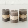 Boltze Home Bougie Pilier Ø7xH10cm Cire Grise