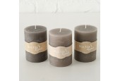 Boltze Home Bougie Pilier Ø7xH10cm Cire Grise