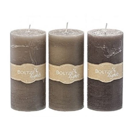 Boltze Home Bougie Pilier Ø7xH15cm Cire Grise