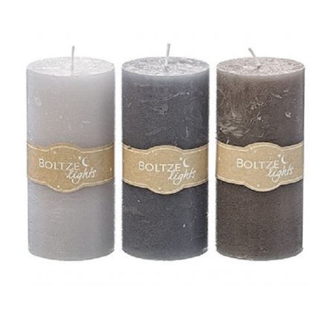 Boltze Home Bougie Pilier Ø7xH15cm Cire Grise