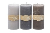 Boltze Home Bougie Pilier Ø7xH15cm Cire Grise