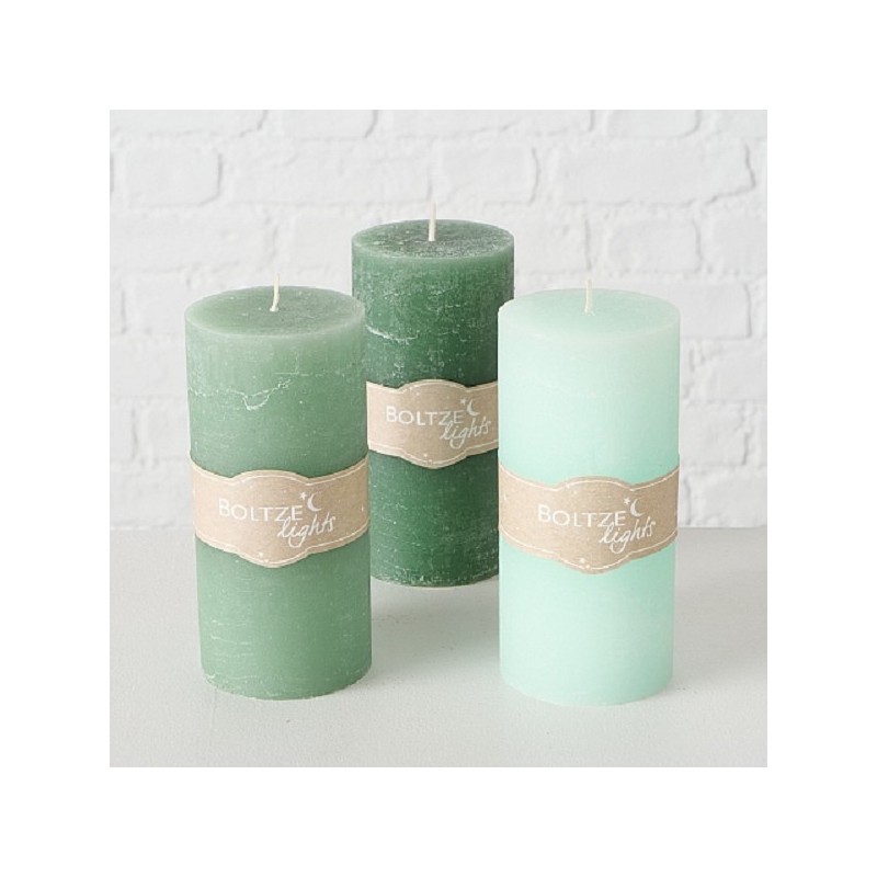 Boltze Home Bougie Pilier Ø7xH15cm Cire Verte