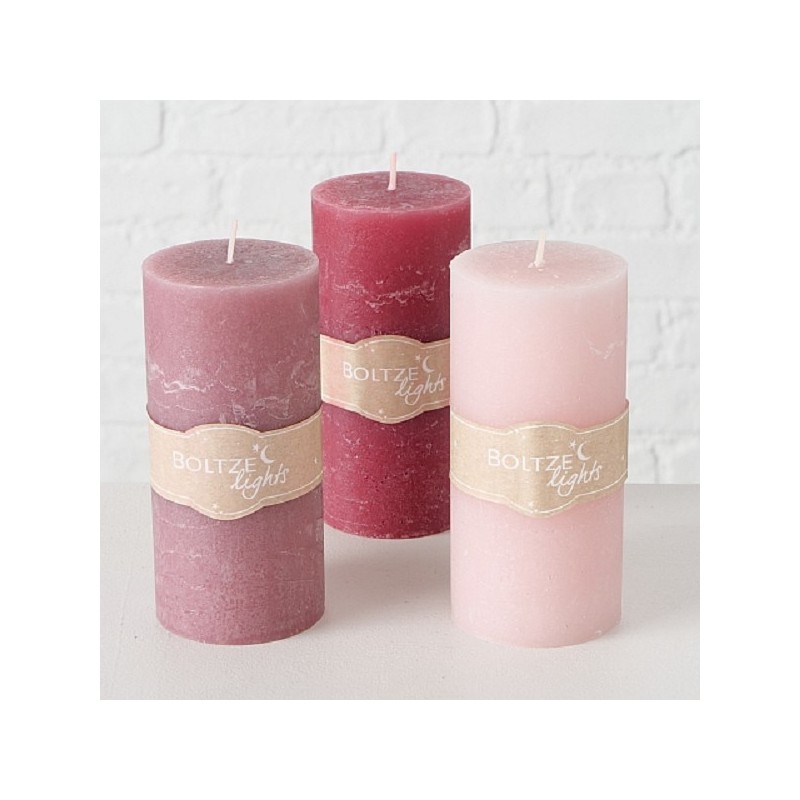 Boltze Home Bougie Pilier Ø7xH15cm Cire Rose