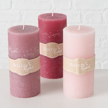 Boltze Home Bougie Pilier Ø7xH15cm Cire Rose