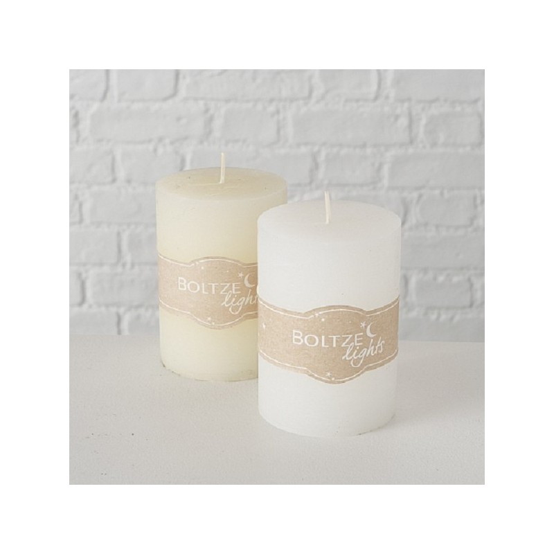 Boltze Home Bougie Pilier Ø7xH10cm Cire Blanche