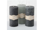 Boltze Home Bougie pilier Ø7xH15cm gris clair/noir