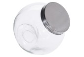 Voorraadpot snoeppot glas met metalen deksel 1,5L 16x16xh16cm