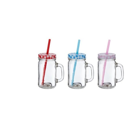 Verre à boire avec couvercle et paille 350ml